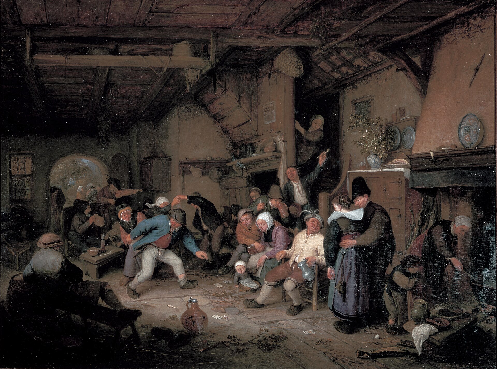 Imagem de referência de Camponeses dançando numa taverna, descrito nos dados abertos como pintura de Adriaen van Ostade