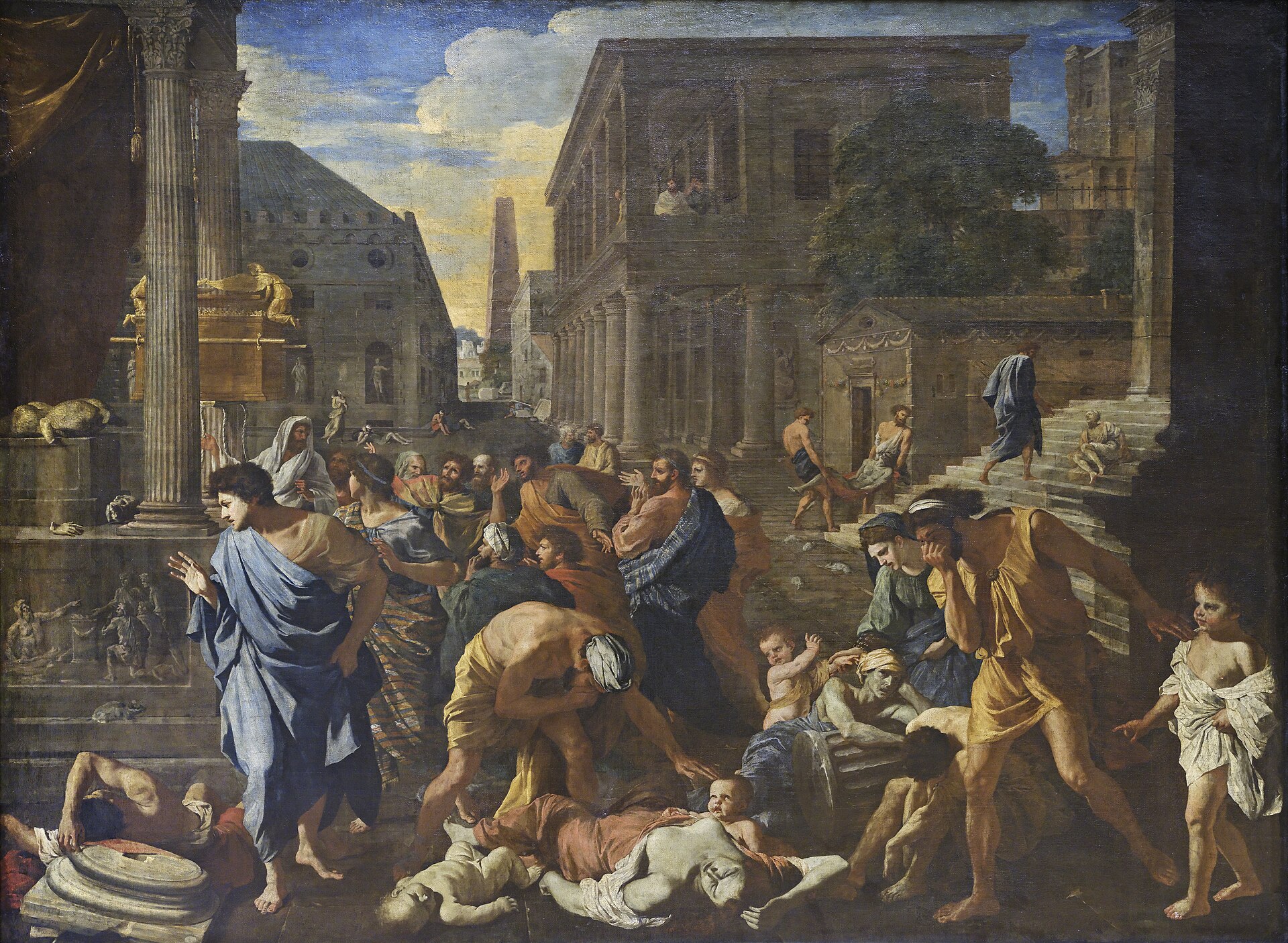 Imagem de referência de A Peste em Ashdod, descrito nos dados abertos como pintura de Nicolas Poussin