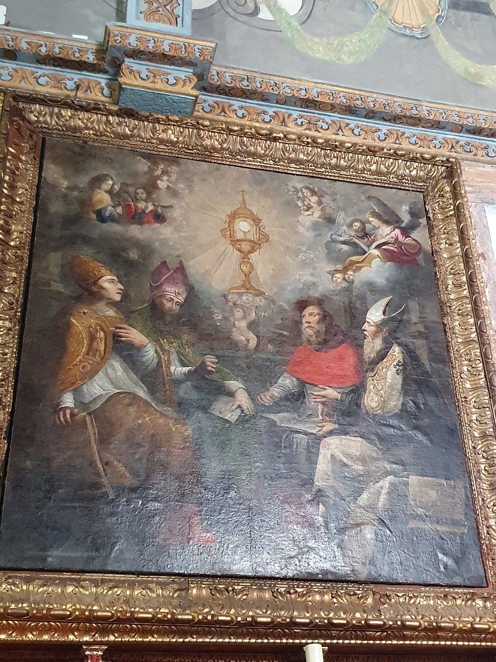Imagem de referência de Os quatro doutores da Igreja, descrito nos dados abertos como pintura de Marcos da Cruz, de antes de 1683, na Igreja Matriz de Bucelas