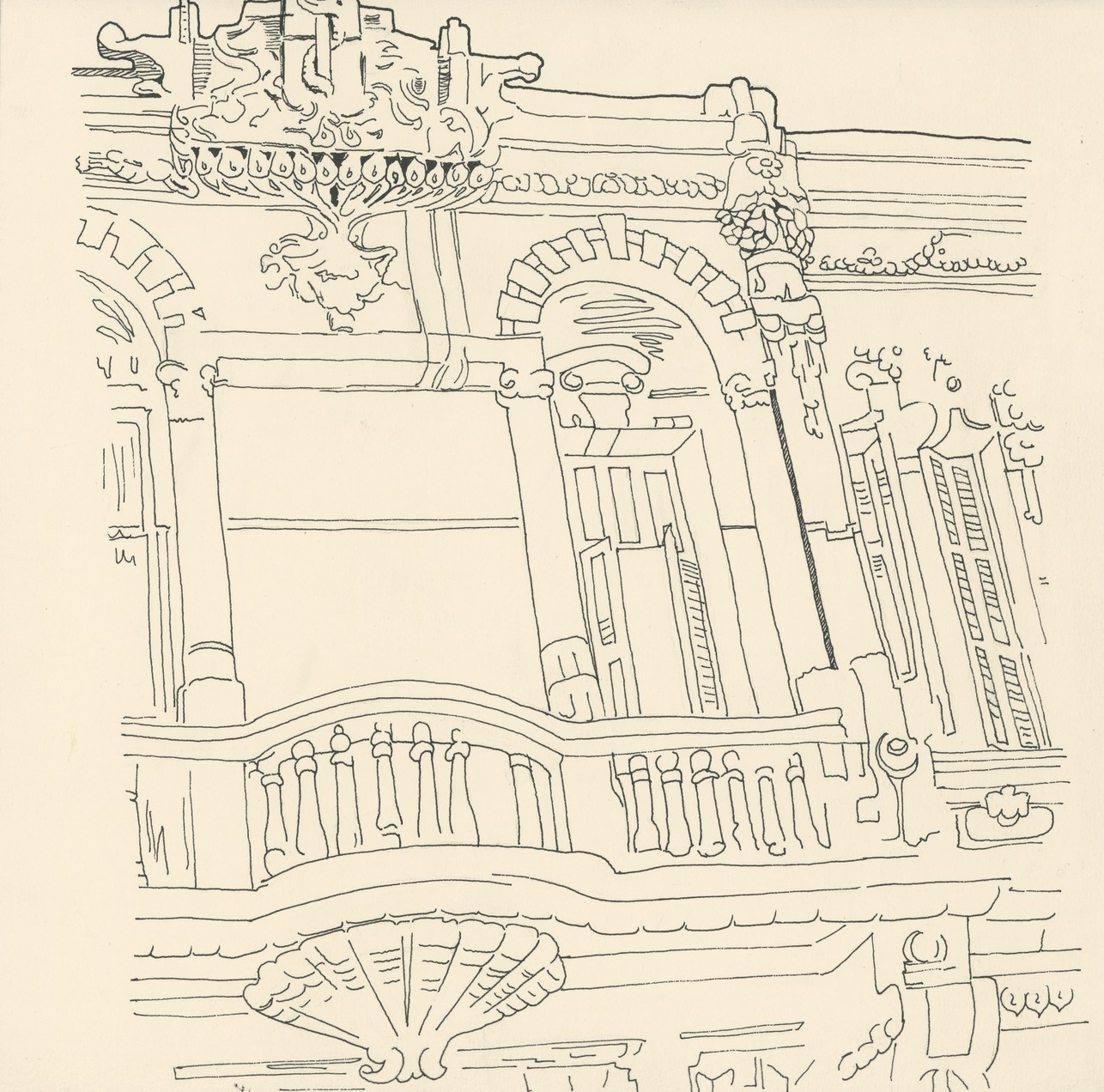 Imagem de referência de Fachada ornamentada, descrito nos dados abertos como desenho de Fúlvia Gonçalves (FG 185)