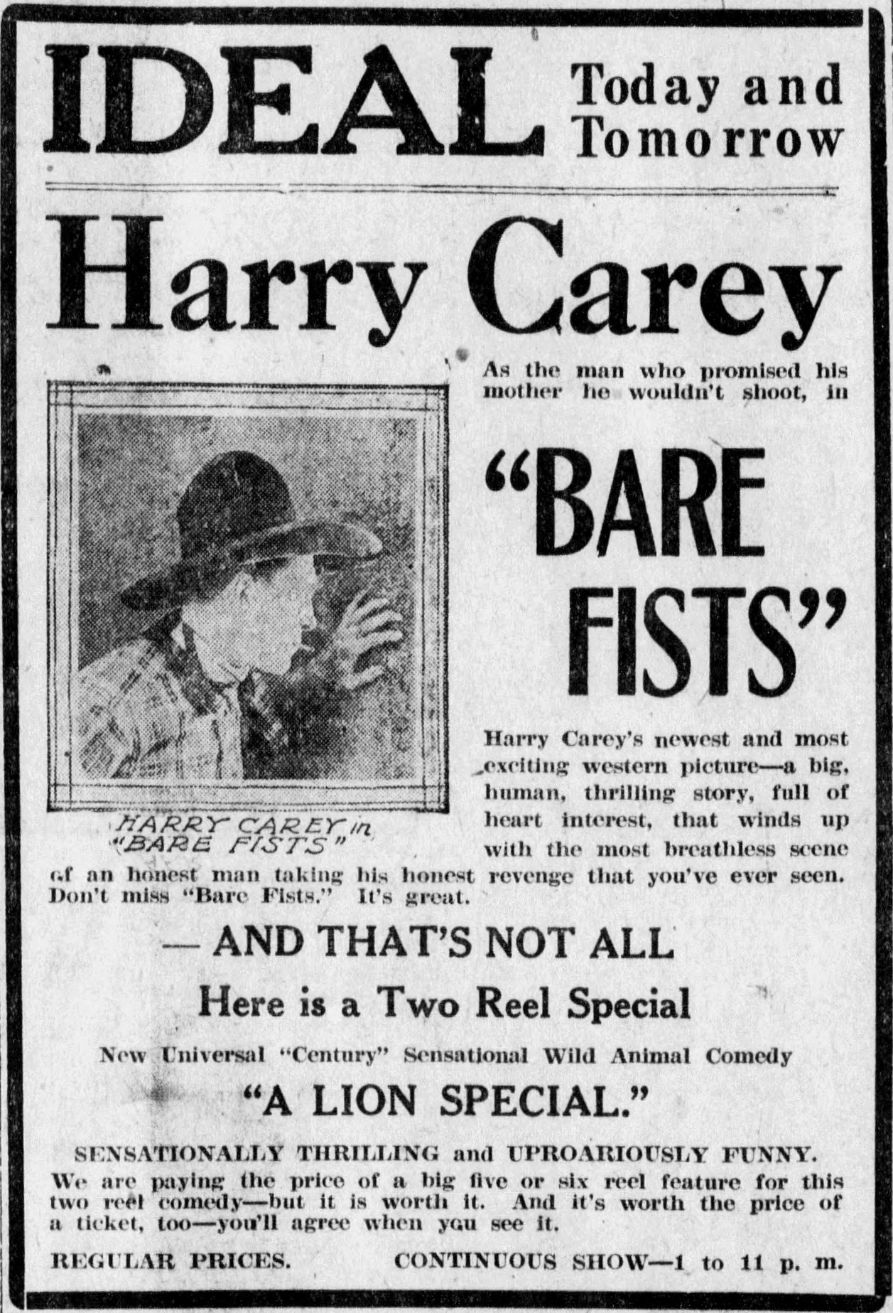 Imagem de referência de Bare Fists, descrito nos dados abertos como filme de 1919 dirigido por John Ford