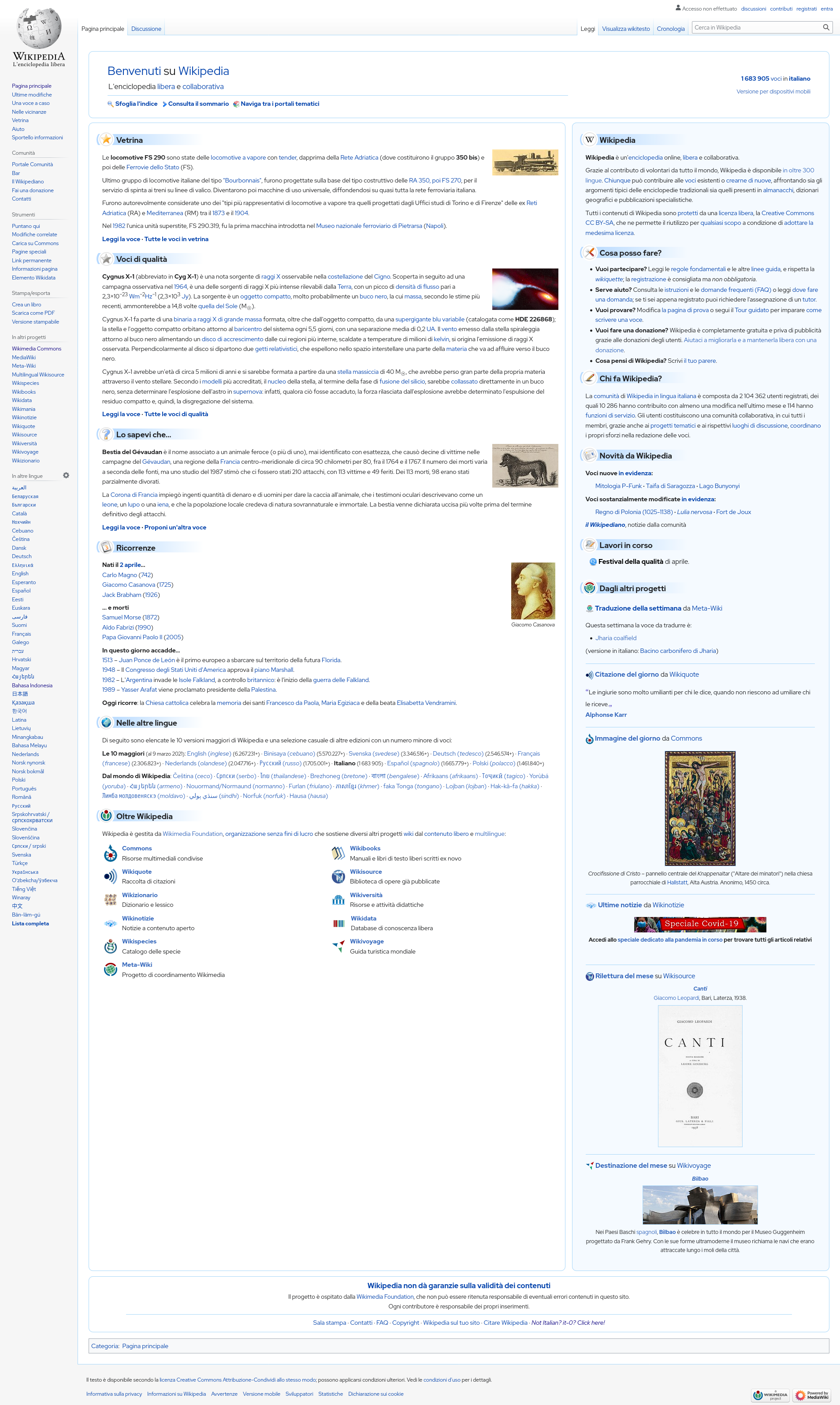 Imagem de referência de Wikipédia em italiano, descrito nos dados abertos como versão da Wikipédia em italiano