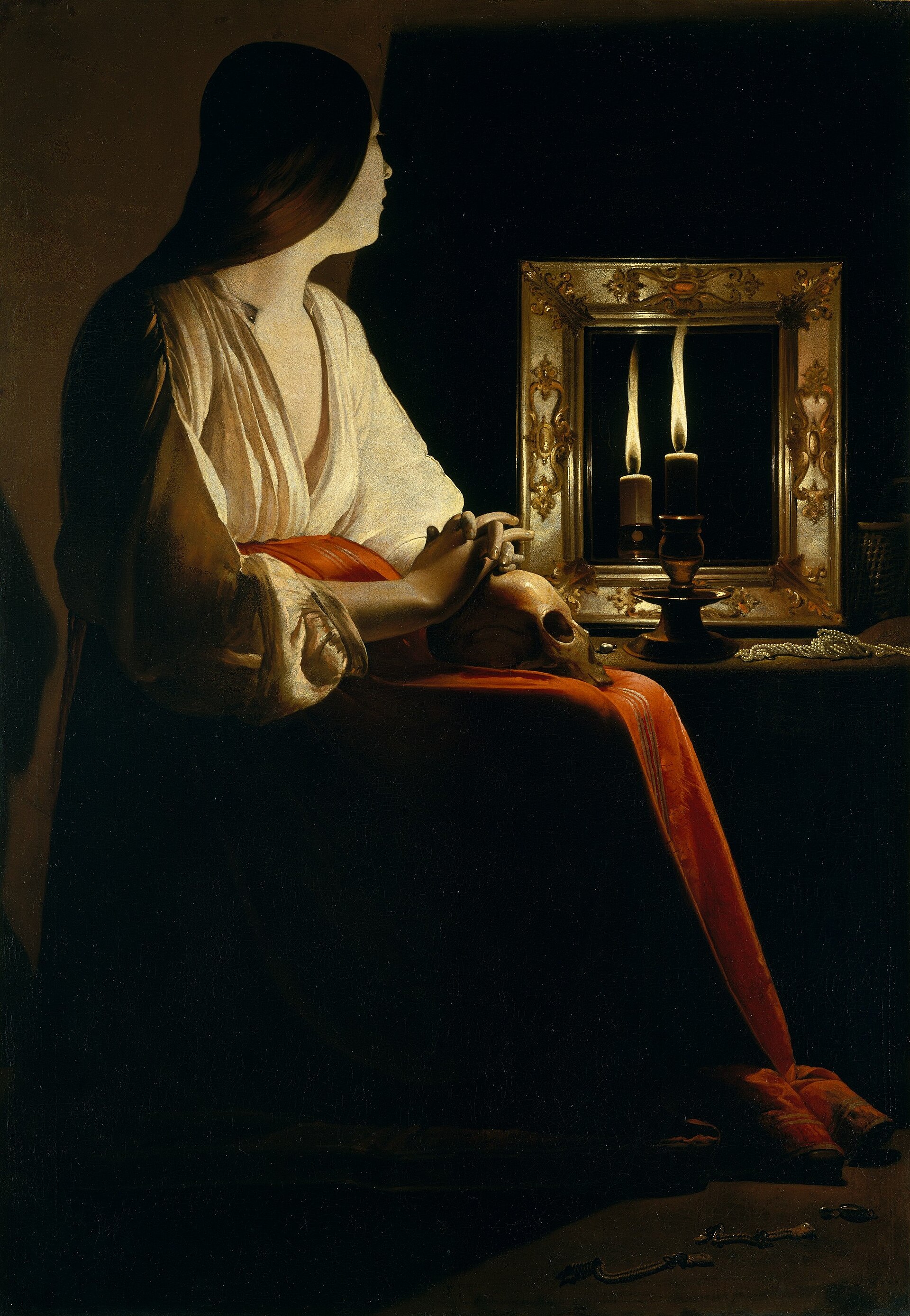 Imagem de referência de Madalena penitente, descrito nos dados abertos como pintura de Georges de La Tour
