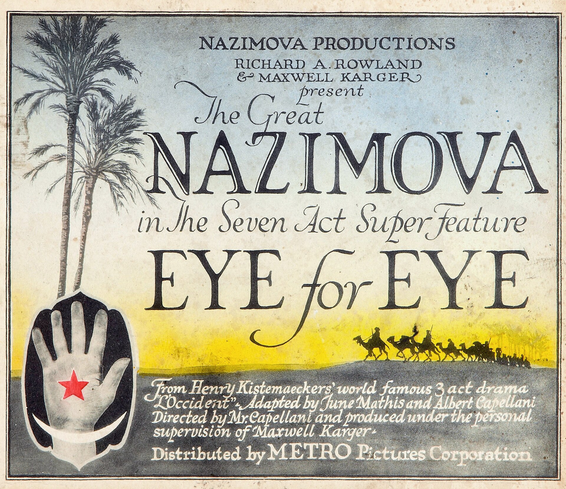 Imagem de referência relacionada a Eye for Eye, item descrito como filme de 1918 dirigido por Alla Nazimova e Albert Capellani