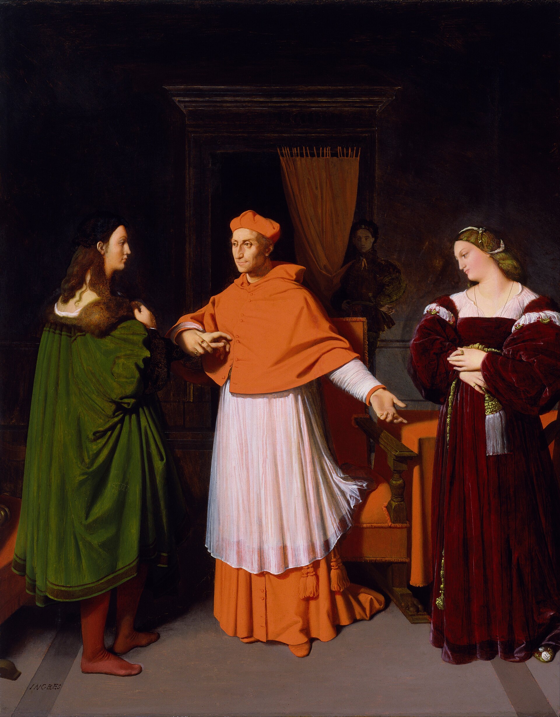 Imagem de referência de O noivado de Rafael e a sobrinha do cardeal Bibbiena, descrito nos dados abertos como pintura de Jean-Auguste-Dominique Ingres