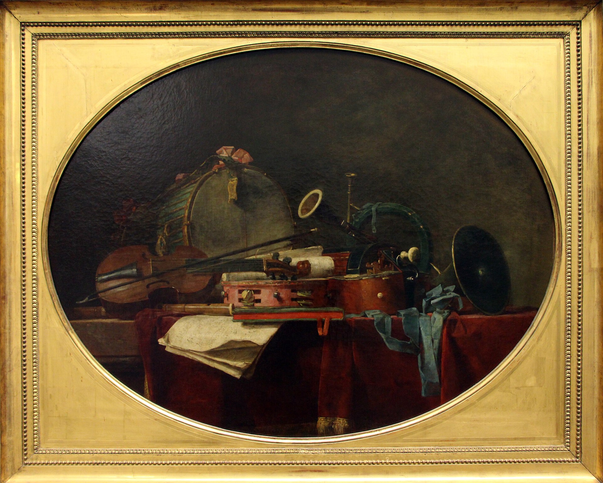 Imagem de referência de Les instruments de la musique civile, descrito nos dados abertos como pintura de Jean-Baptiste-Siméon Chardin
