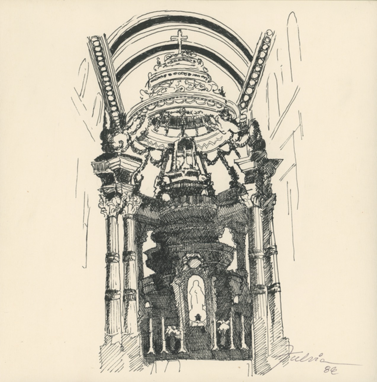 Imagem de referência de Interior da Catedral Metropolitana de Nossa Senhora da Conceição, descrito nos dados abertos como desenho de Fúlvia Gonçalves (FG 48)