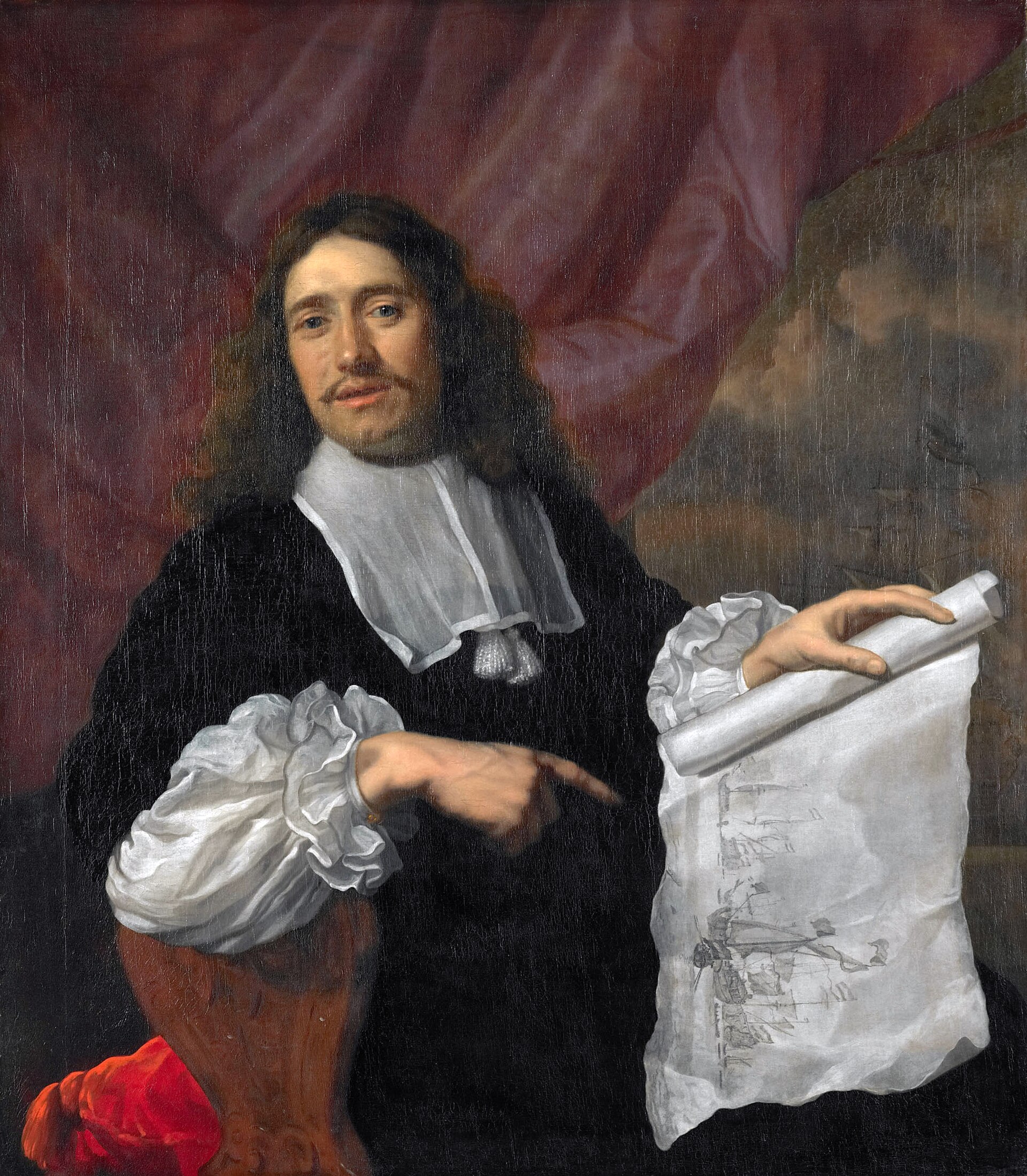 Imagem de referência de Willem van de, de jonge Velde, descrito nos dados abertos como pintor holandês especializado na pintura de ambientes marítimos
