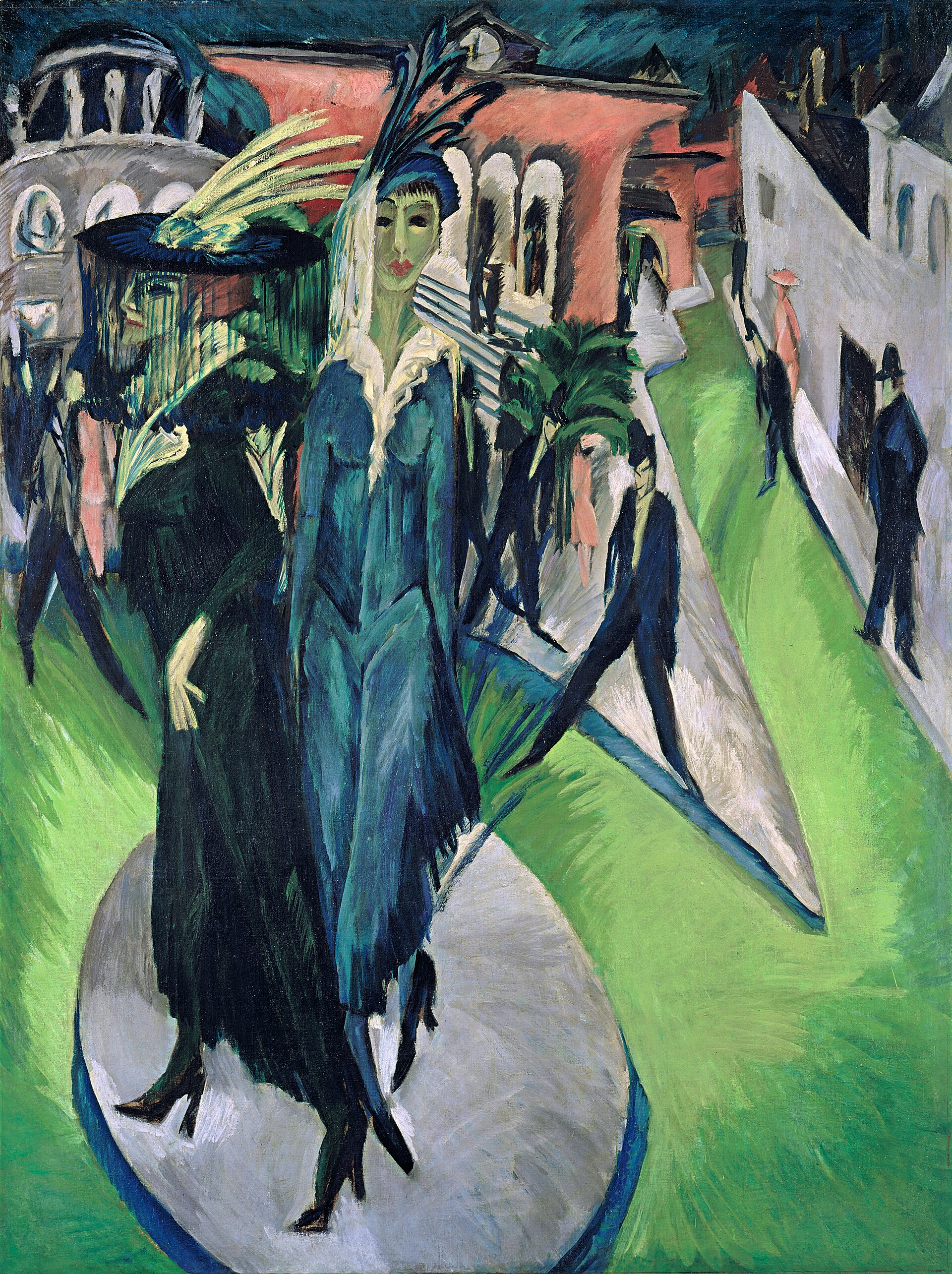 Imagem de referência de Praça Potsdam, Berlim, descrito nos dados abertos como pintura de Ernst Ludwig Kirchner