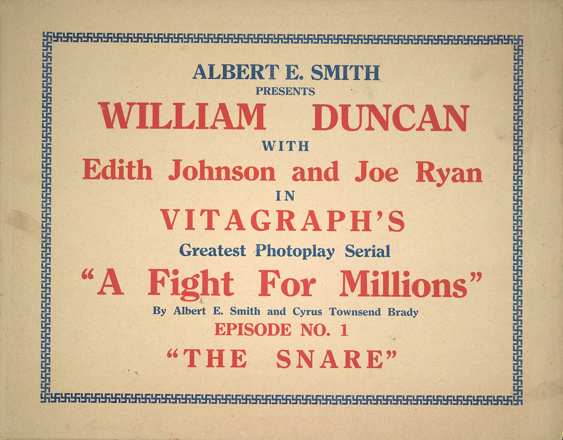 Imagem de referência relacionada a A Fight for Millions, item descrito como filme de 1918 dirigido por William Duncan
