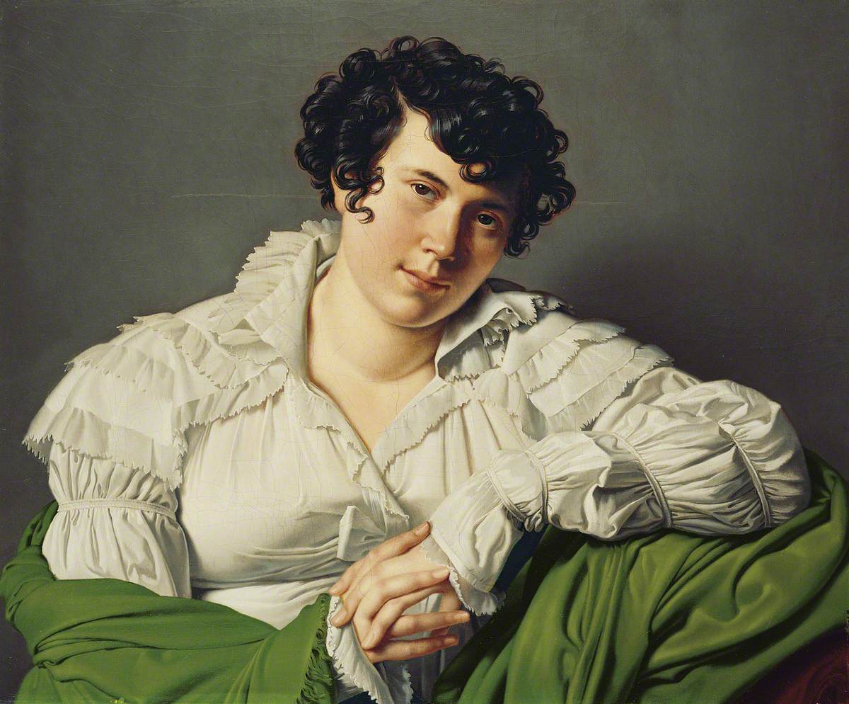 Imagem de referência de Retrato de Madame de Staël, descrito nos dados abertos como pintura de Jean-Auguste-Dominique Ingres