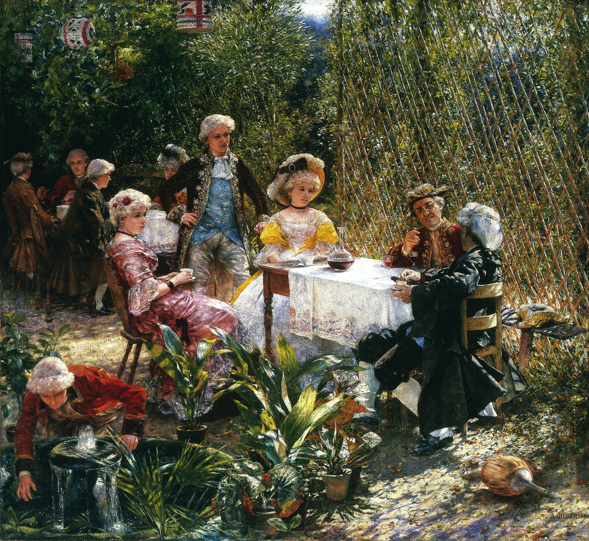 Imagem de referência de No gazebo, descrito nos dados abertos como pintura de Alexander Gierymski