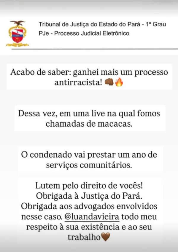 Thelma Assis vence mais um processo por racismo: “Lutem” - destaque galeria