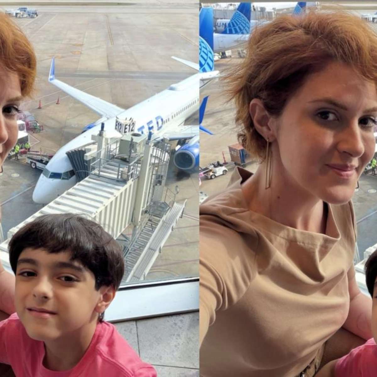 Viúva de Lito Sousa retorna ao Brasil com o filho após viagem aos EUA