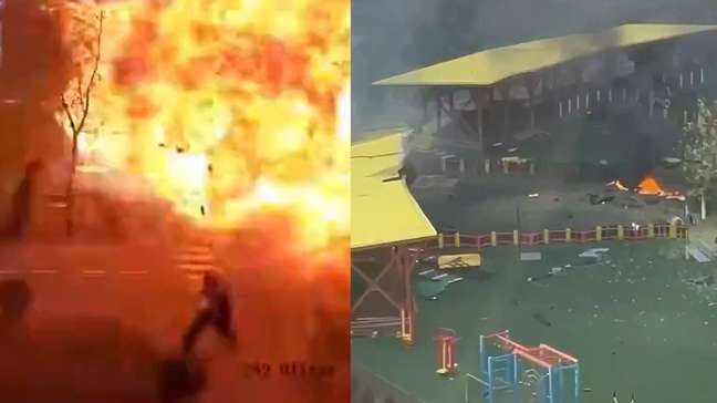 Homem escapa por pouco de ataque de drone russo perto de Kiev, capital da Ucrânia