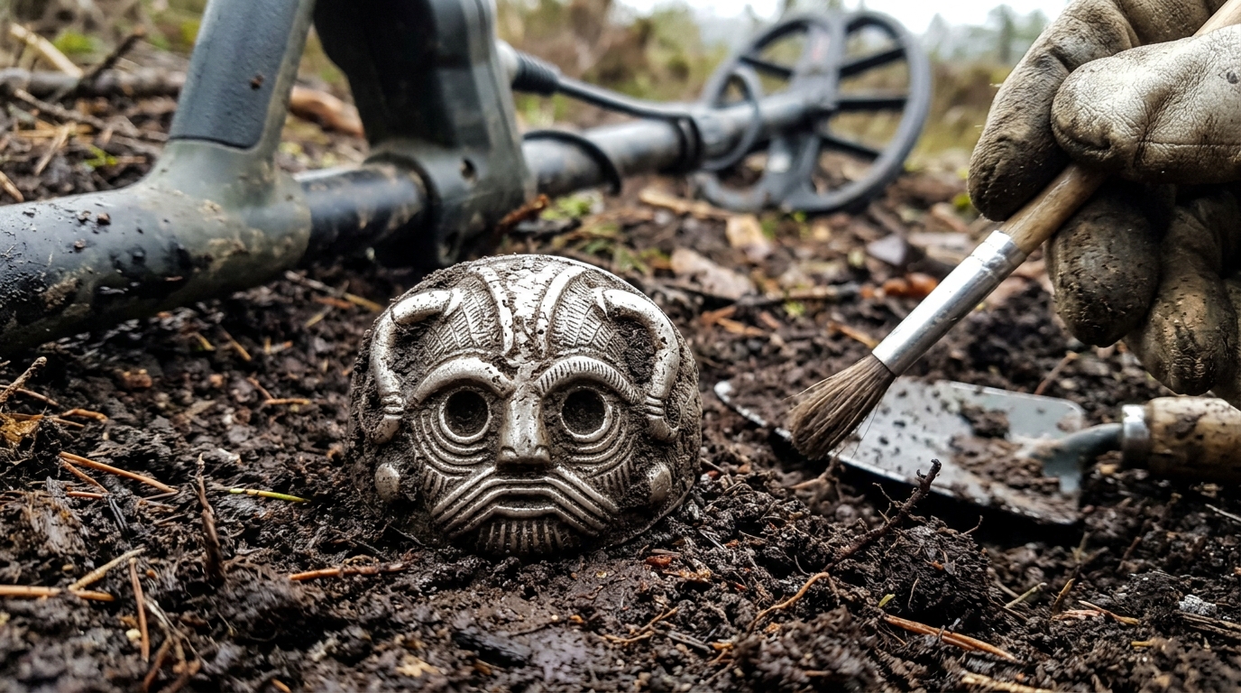 Ele achou que tinha encontrado o bocal de uma lâmpada quebrada, mas o detector de metais revelou uma peça histórica de mais de 1.000 anos