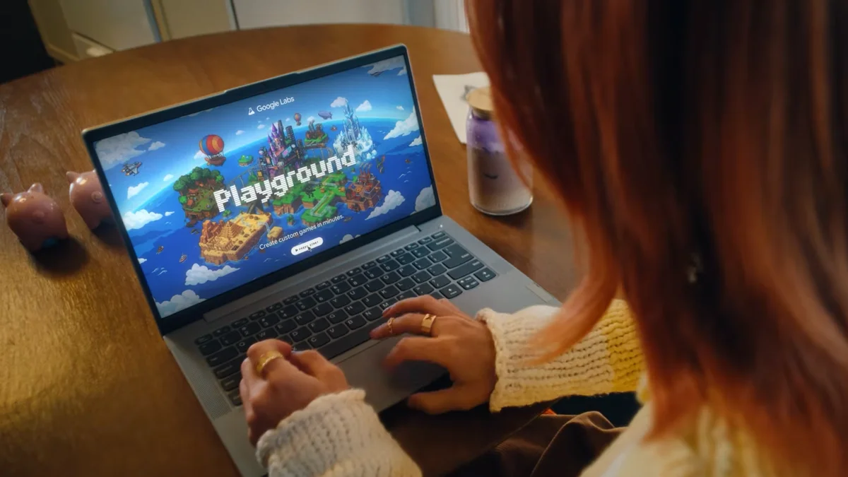 Computador com o Google Playground
